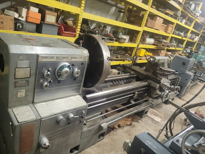 SOLD-Mazak Lathe 34” x 100”, 4.1” Spindle Bore&nbsp;$16,900.